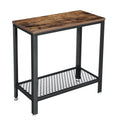 Vasagle slim 2 tier side table, rustic brown and black, full view
