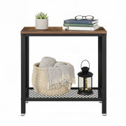Vasagle side table shown with mesh storage shelf underneath