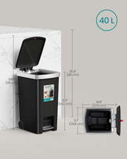 Dimensions diagram of the 40L bin showing 37.8 cm width, 29.8 cm depth and 54.2 cm body height