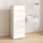 Dimensions of the chest of drawers at 109 cm high and 40 cm wide with the drawer interior and 70 kg capacity