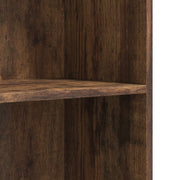 Close-up of the rustic brown wood grain finish on an interior shelf