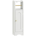 HOMCOM slim white bathroom storage cabinet, studio view showing arched door and gold-tone knob