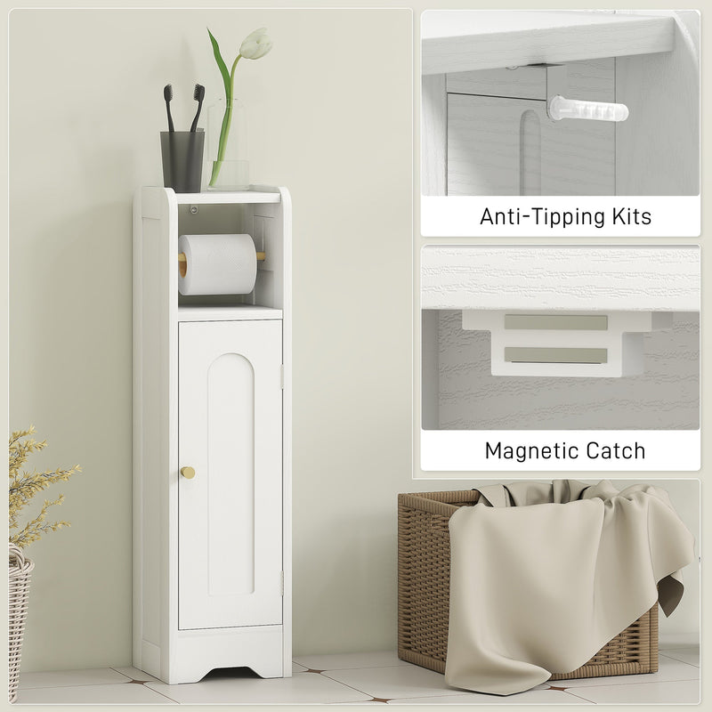 Close-up of the anti-tip wall bracket and magnetic door catch hardware