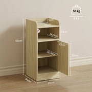 Dimensions diagram for the oak table showing 25 x 30 x 60 cm and compartment sizes