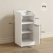 Slim Bedside Table, White