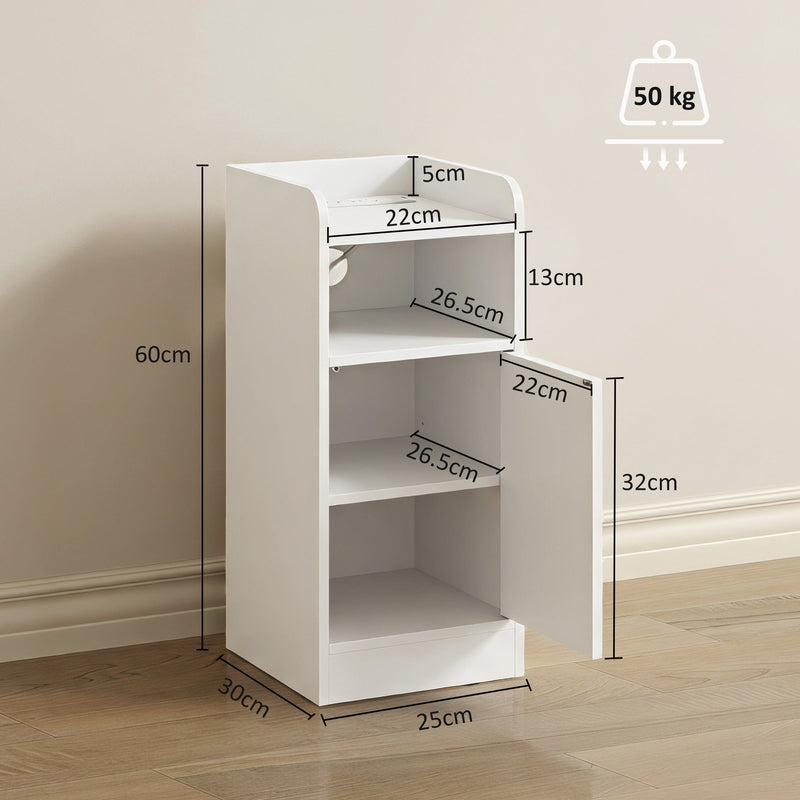 Slim Bedside Table, White