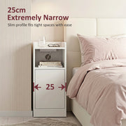 Slim Bedside Table, White
