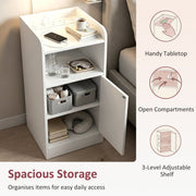 Slim Bedside Table, White