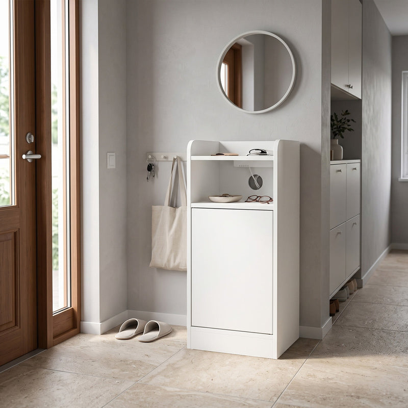 Slim Bedside Table, White