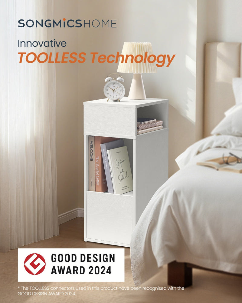 Songmics slim bedside table dimensions diagram, 30 x 25 x 59.4 cm