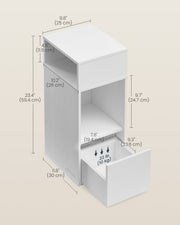 Pair of Songmics slim white bedside tables side by side