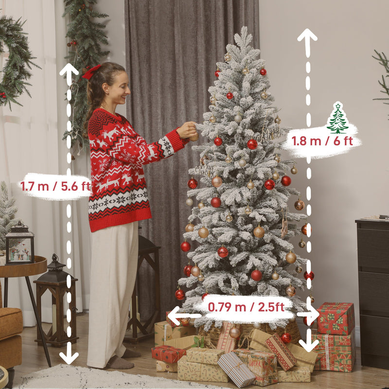 Dimensions diagram for the 6ft slim flocked Christmas tree: 180 cm high and 79 cm wide