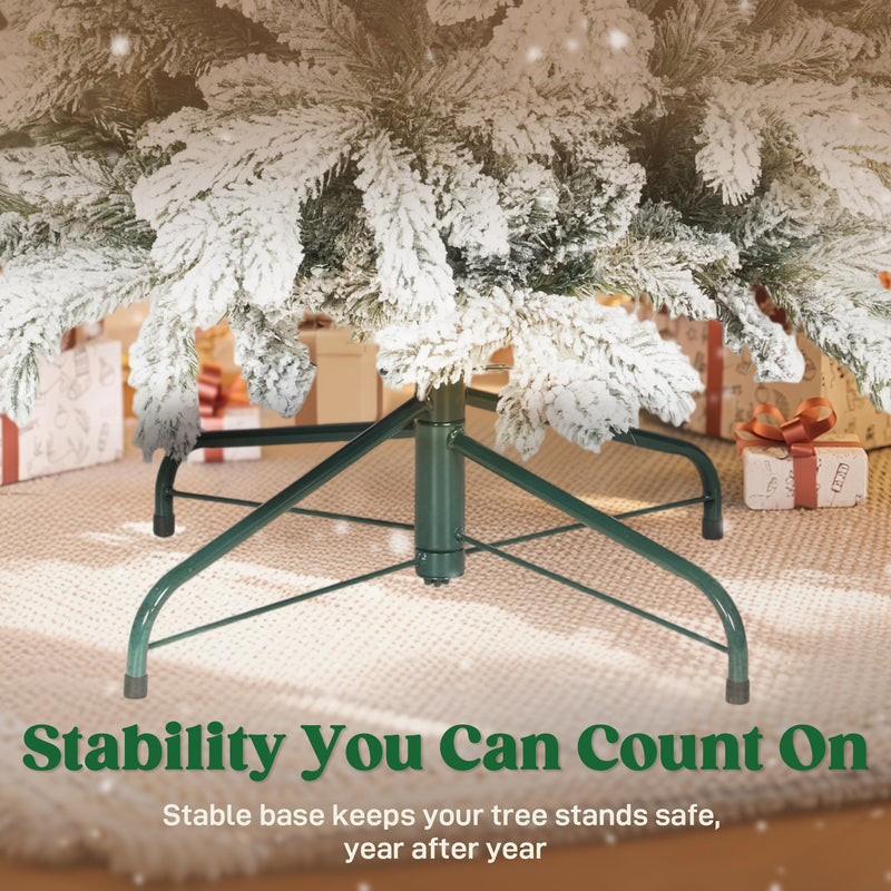 Folding green metal base of the slim flocked Christmas tree