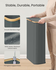 Stable, Durable, Portable panel with bamboo edge, Oxford fabric and fibreglass rod close-ups