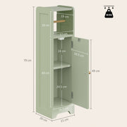 Dimensions diagram of the slim bathroom cabinet showing 79 cm height and 21 cm width