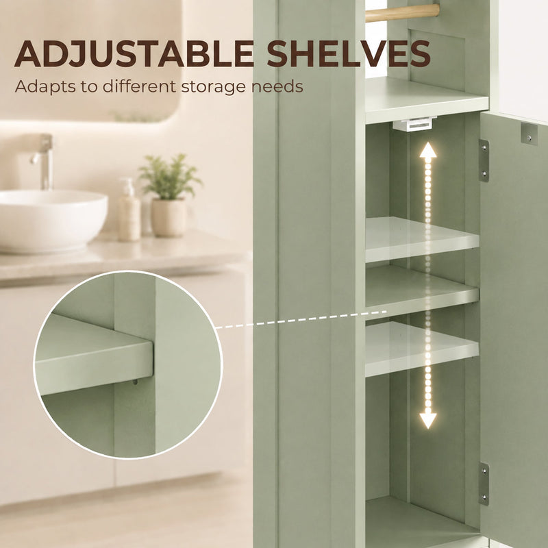 Close-up of the adjustable inner shelf with arrows showing height settings
