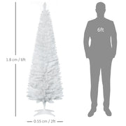 Dimensions diagram of the 6ft white pencil tree showing 180 cm height and 55 cm base width