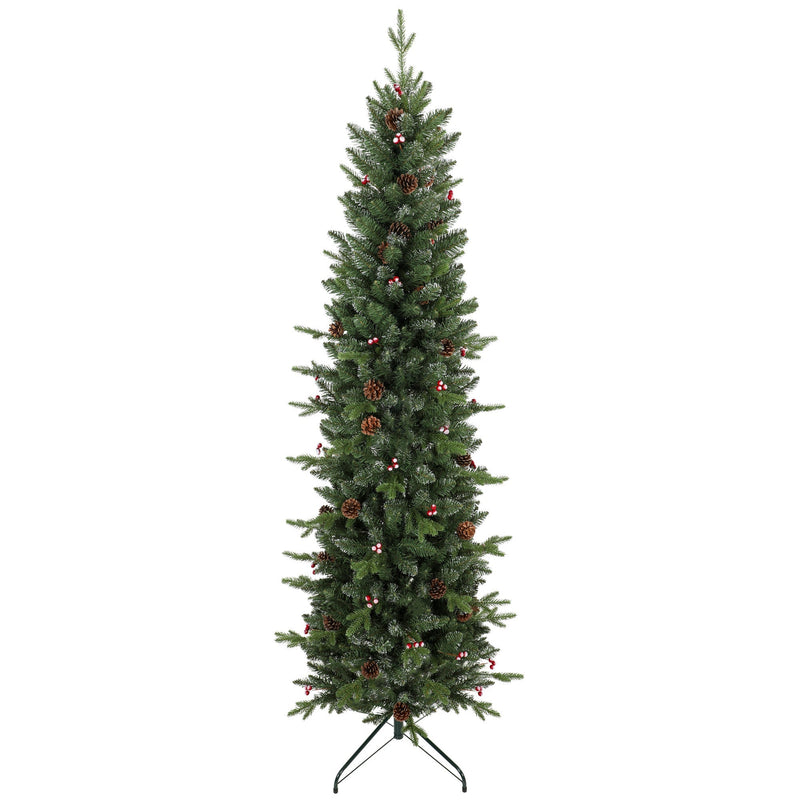 Homcom slim pine Christmas tree on a white background with foldable steel stand
