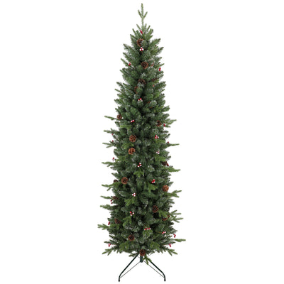 Homcom slim pine Christmas tree on a white background with foldable steel stand