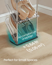 Songmics grey shoe rack shown in a hallway entryway