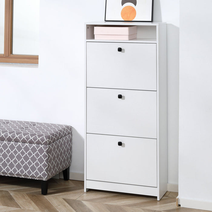 HOMCOM Narrow Shoe Cabinet For Hallway, White