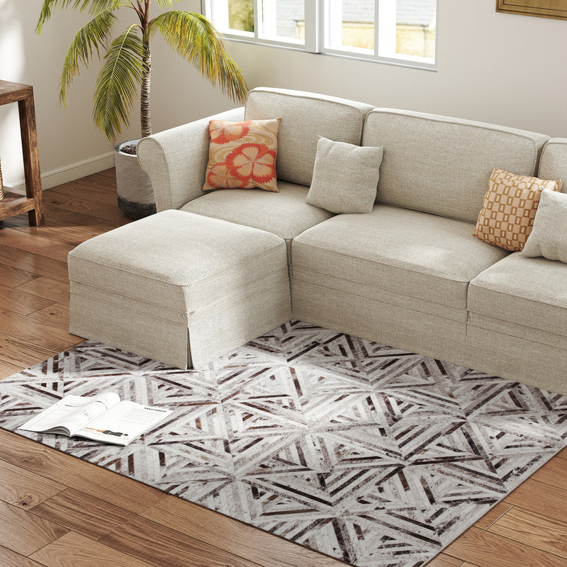 Modern Chenille Area Rug 170 x 120 cm Non Slip and Washable for Living Room Brown