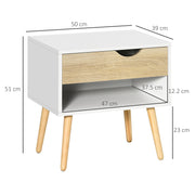 Set of 2 Bedside Tables with Drawer and Shelf for Bedroom Storage by HOMCOM