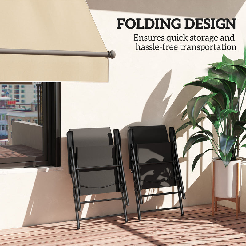 Set of Two Black Folding Outdoor Chairs Lightweight and Portable by Outsunny