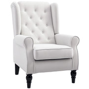 Wingback Accent Chair With Button Tufted Back For Living Room Or Bedroom, Cream White