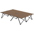 Double Folding Camping Bed for Two with Raised Steel Frame and Carry Bag Khaki
