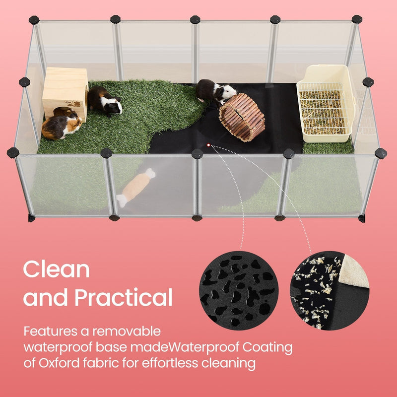 Close-up of the removable waterproof Oxford fabric mat and non-slip base texture inside the cage