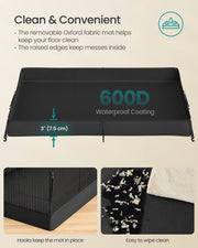 Close-up of the waterproof 600D Oxford mat with a 7.5cm raised edge on the lower tier floor.
