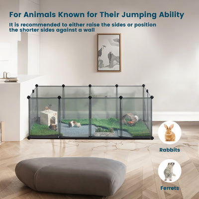 Songmics grey small animal playpen with solid floor set up indoors