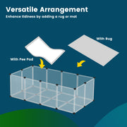 Playpen dimensions diagram showing 143 x 73 x 46 cm size