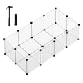 White 20-panel small animals playpen with floor built as a rectangle, with hammer and cable ties