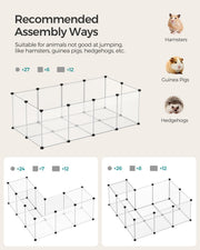 Recommended assembly layouts for hamsters, guinea pigs and hedgehogs using the 20 panels