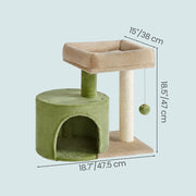Dimensions diagram showing the small cat tree at 47.5 x 38 x 47 cm