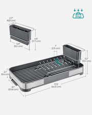 Dimensions diagram in inches and centimetres, 44.5 x 20.6 x 13.1 cm with a 12 kg load capacity