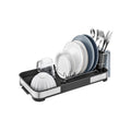 Small stainless steel dish drying rack with utensil holder