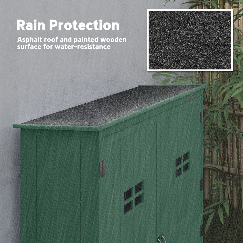Rain protection panel showing the sloped asphalt roof with a close-up swatch of the felt surface