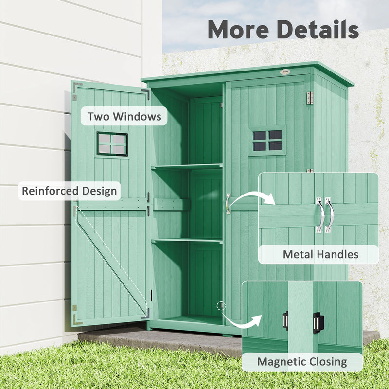 Detail panel labelling the two door windows, reinforced frame, metal handles and magnetic door catches