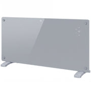 HOMCOM 2000W smart panel heater, grey glass panel, angled studio view