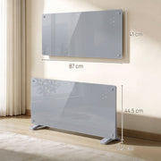 Dimension diagram of the 2000W panel heater, 87 x 21.5 x 44.5cm with feet