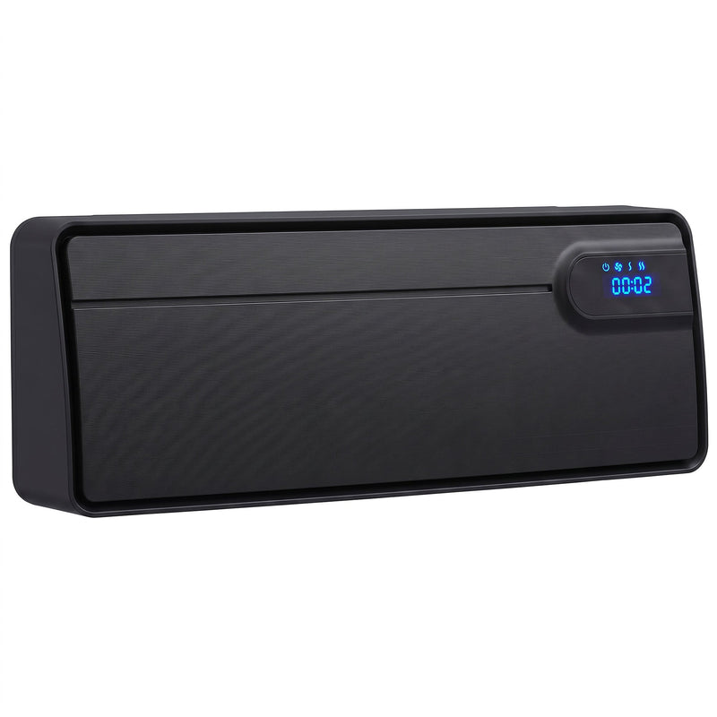 Black Homcom wall-mounted smart heater with blue LED display, front view