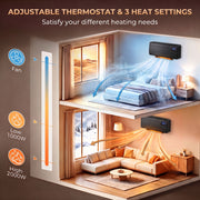 Diagram of the adjustable thermostat with Fan, Low 1000W and High 2000W heat settings