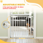 Pressure Fit Pet Safety Gate With One Hand And Two Way Opening For Doorways, White AOSOM
