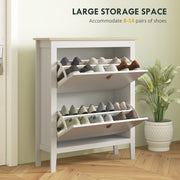 White Two Drawer Shoe Storage Cabinet with Modern Slim Design