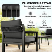 4 Piece Rattan Garden Furniture Set with Loveseat, Armchairs and Coffee Table — Beige or Dark Grey Outsunny