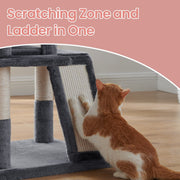 Close-up of the sisal scratching ramp on the smoky grey cat tree