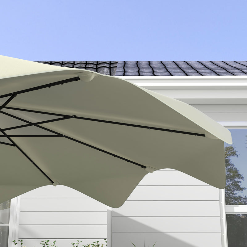 Cream 3m Solar Garden Parasol With LED Lights And Tilt Crank For Patio Or Decking